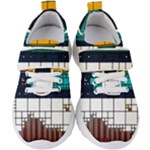 Abstract Statistics Rectangles Classification Kids  Velcro Strap Shoes