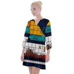 Abstract Statistics Rectangles Classification Open Neck Shift Dress