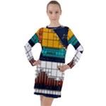 Abstract Statistics Rectangles Classification Long Sleeve Hoodie Dress