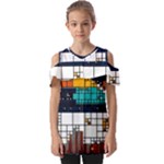 Abstract Statistics Rectangles Classification Fold Over Open Sleeve Top