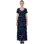 Math-linear-mathematics-education-circle-background High Waist Short Sleeve Maxi Dress