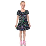 Math-linear-mathematics-education-circle-background Kids  Short Sleeve Velvet Dress