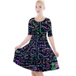 Math-linear-mathematics-education-circle-background Quarter Sleeve A-Line Dress