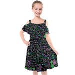 Math-linear-mathematics-education-circle-background Kids  Cut Out Shoulders Chiffon Dress