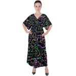 Math-linear-mathematics-education-circle-background V-Neck Boho Style Maxi Dress