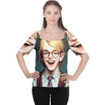 Schooboy With Glasses Cutout Shoulder Tee