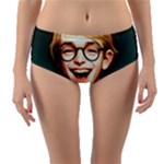 Schooboy With Glasses Reversible Mid-Waist Bikini Bottoms