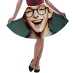 Schooboy With Glasses A-line Skater Skirt