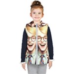 Schooboy With Glasses Kids  Hooded Puffer Vest