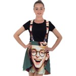 Schooboy With Glasses Velvet Suspender Skater Skirt