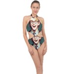 Schooboy With Glasses Halter Side Cut Swimsuit