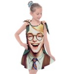 Schooboy With Glasses Kids  Tie Up Tunic Dress