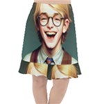 Schooboy With Glasses Fishtail Chiffon Skirt