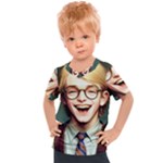 Schooboy With Glasses Kids  Sports Tee