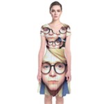Schooboy With Glasses 2 Short Sleeve Front Wrap Dress