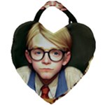 Schooboy With Glasses 2 Giant Heart Shaped Tote