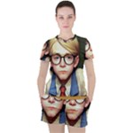 Schooboy With Glasses 2 Women s Tee and Shorts Set