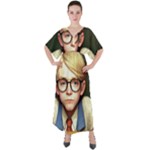Schooboy With Glasses 2 V-Neck Boho Style Maxi Dress