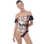 Schooboy With Glasses 2 Frill Detail One Piece Swimsuit