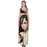 Victorian Girl With Long Black Hair And Doll Empire Waist Maxi Dress