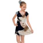 Victorian Girl With Long Black Hair And Doll Kids  Cap Sleeve Dress