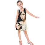 Victorian Girl With Long Black Hair And Doll Kids  Sleeveless Dress