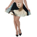 Victorian Girl With Long Black Hair And Doll Velvet Skater Skirt