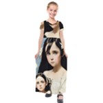Victorian Girl With Long Black Hair And Doll Kids  Short Sleeve Maxi Dress