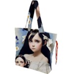 Victorian Girl With Long Black Hair And Doll Drawstring Tote Bag
