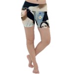 Victorian Girl With Long Black Hair And Doll Lightweight Velour Yoga Shorts