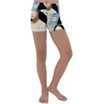Victorian Girl With Long Black Hair And Doll Kids  Lightweight Velour Yoga Shorts