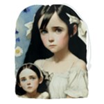 Victorian Girl With Long Black Hair And Doll Drawstring Pouch (3XL)