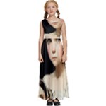 Victorian Girl With Long Black Hair And Doll Kids  Satin Sleeveless Maxi Dress