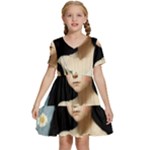 Victorian Girl With Long Black Hair And Doll Kids  Short Sleeve Tiered Mini Dress