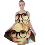 Schooboy With Glasses 4 Cut Out Shoulders Chiffon Dress