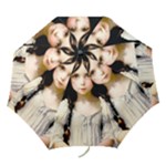 Victorian Girl With Long Black Hair 2 Folding Umbrellas