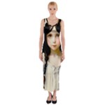 Victorian Girl With Long Black Hair 2 Fitted Maxi Dress