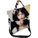 Victorian Girl With Long Black Hair 2 Fold Over Handle Tote Bag
