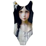 Victorian Girl With Long Black Hair 2 Kids  Cut-Out Back One Piece Swimsuit