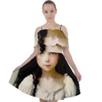 Victorian Girl With Long Black Hair 2 Cut Out Shoulders Chiffon Dress