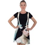 Victorian Girl With Long Black Hair 3 Velvet Suspender Skater Skirt