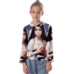 Victorian Girl With Long Black Hair Kids  Frill Detail Tee