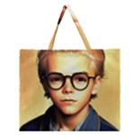 Schooboy With Glasses 5 Zipper Large Tote Bag