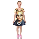 Schooboy With Glasses 5 Kids  Short Sleeve Velvet Dress