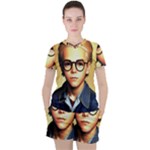 Schooboy With Glasses 5 Women s Tee and Shorts Set