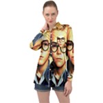 Schooboy With Glasses 5 Long Sleeve Satin Shirt