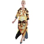 Schooboy With Glasses 5 Quarter Sleeve Wrap Front Maxi Dress