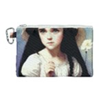 Victorian Girl And A Daisy Canvas Cosmetic Bag (Large)