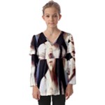 Victorian Girl And A Daisy Kids  V Neck Casual Top