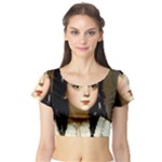 Victorian Girl With Long Black Hair 7 Short Sleeve Crop Top